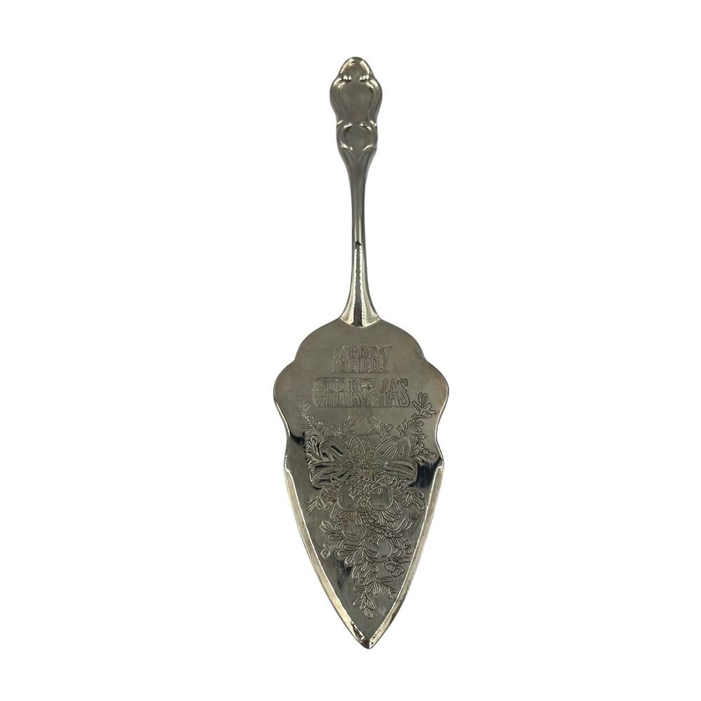 Vintage SilverPlate‎ Merry Christmas Decorative Holiday Cake Pie Server Knife